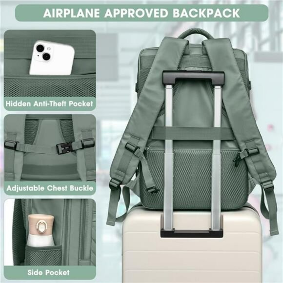 Airline approved large travel backpack carry on luggage personal item bag waterp - Picture 6 of 8